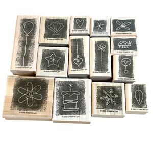 Stampin' Up! 2004 Stipple Celebrations Wood-Mounted Stamp Set